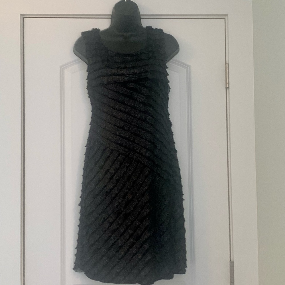 Connected Apparel Black Ruffled Cocktail Dress.  Size - 8